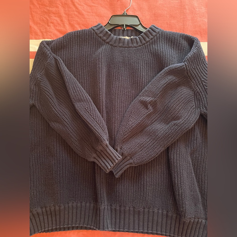 Entireworld Oversize Navy Blue Shaker Sweater XL 100% Cotton Type A Version 11 - Picture 7 of 8